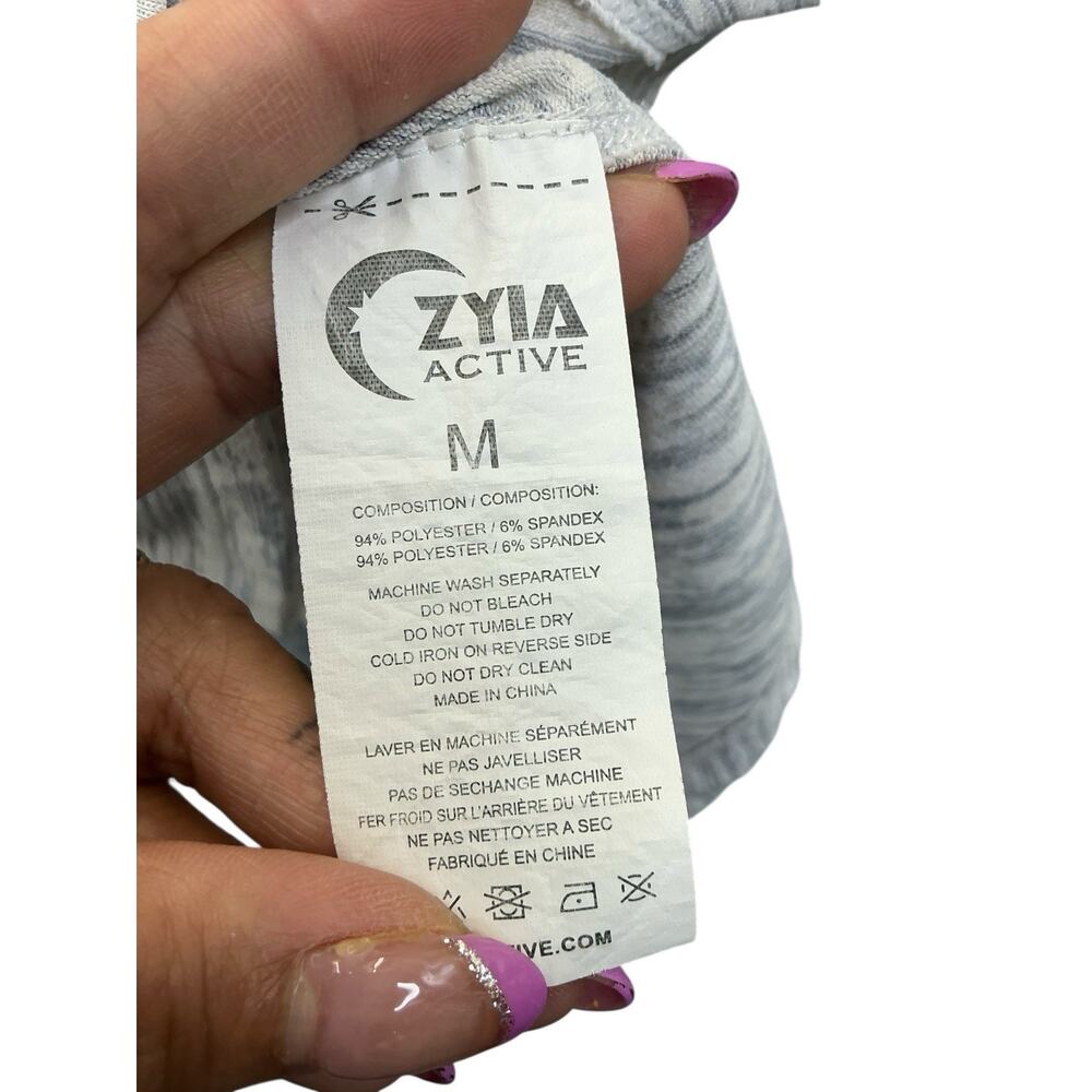 ZYIA Active Gray Ash Split Back Long Sleeve Tee Reflective Women's Sz. Medium - Picture 15 of 15